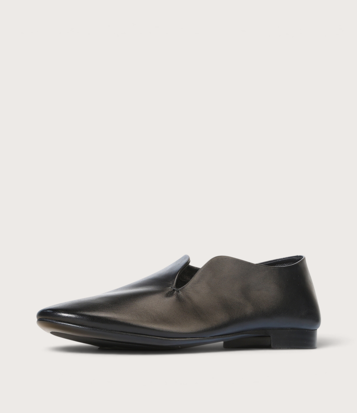 Tenara Black Leather Flats