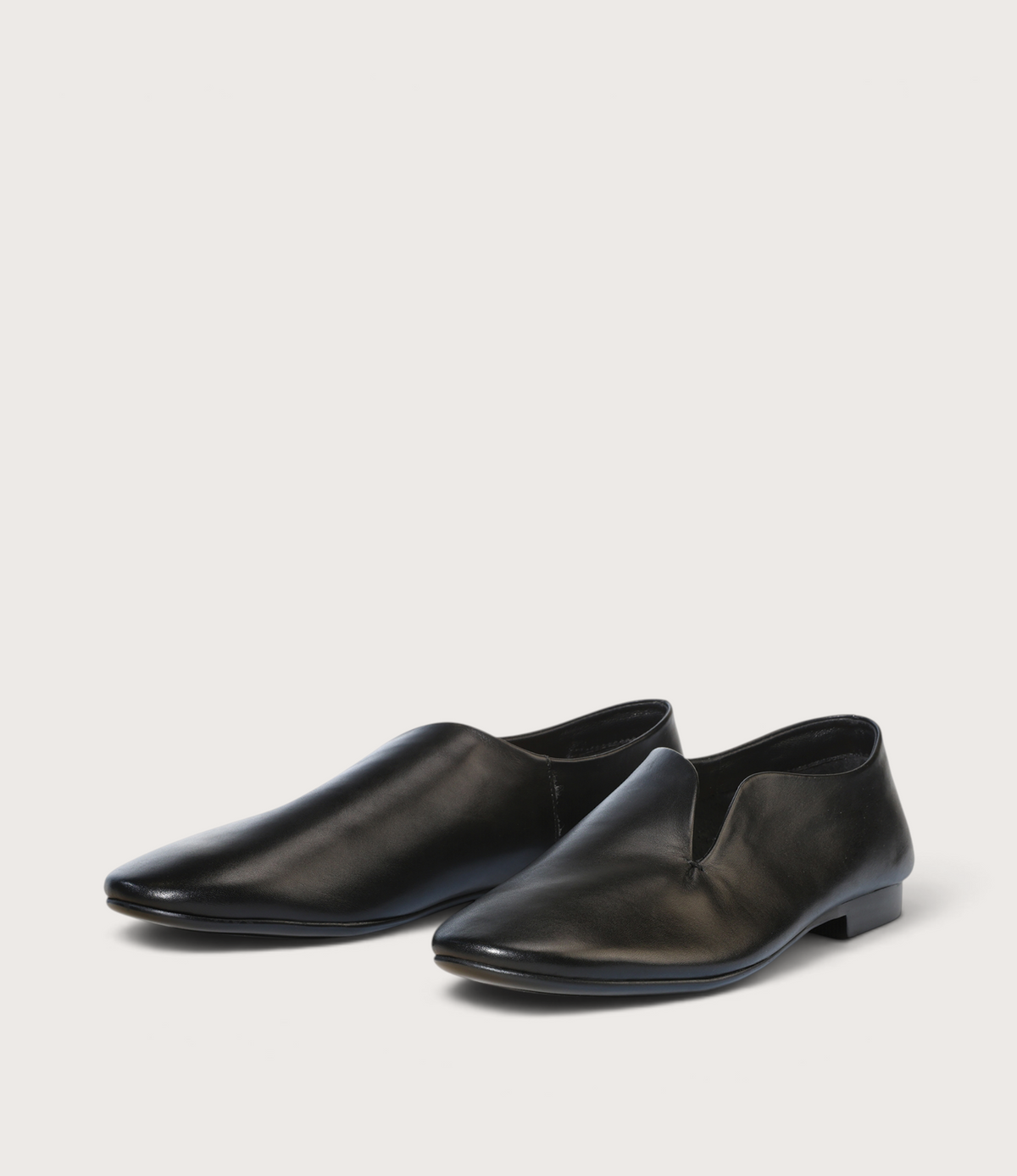 Tenara Black Leather Flats