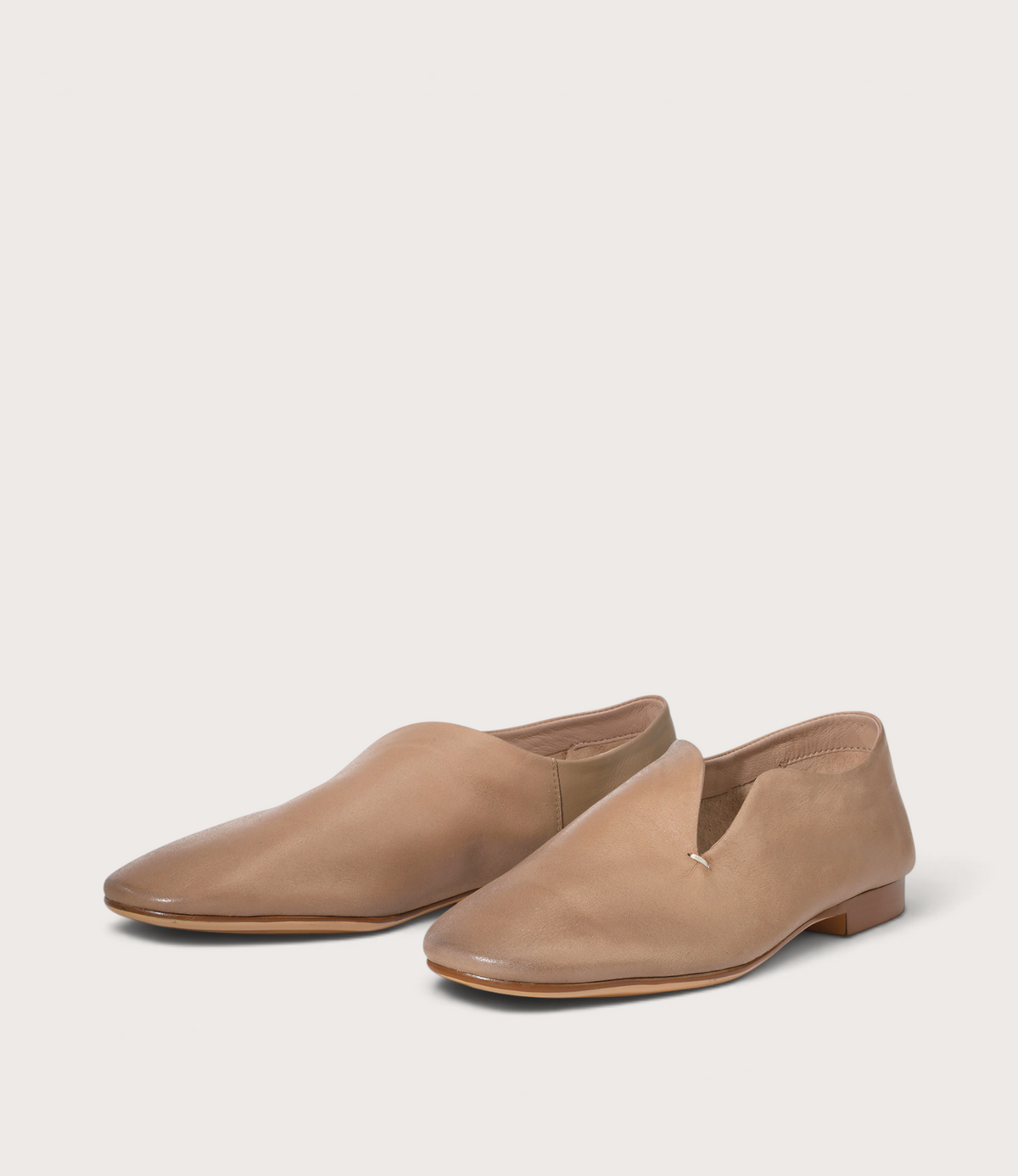 Tenara Taupe Leather Flats