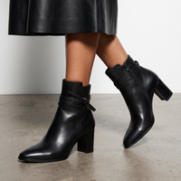 Adaire Black Leather/ Black Heel Ankle Boots - DJANGO AND JULIETTE | Shouz