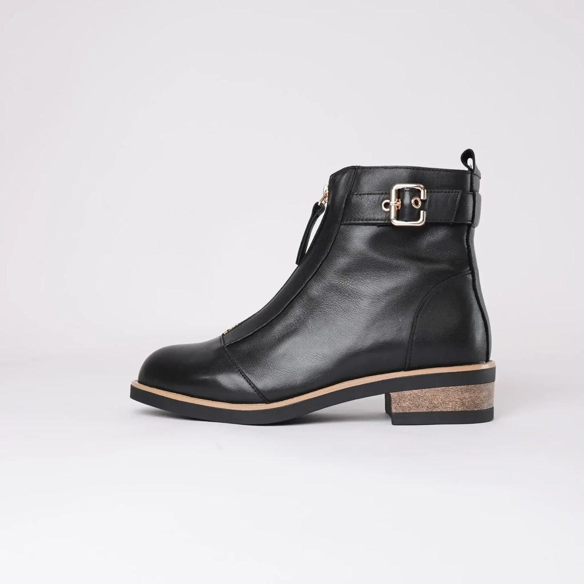 Dooley Black Leather Ankle Boots