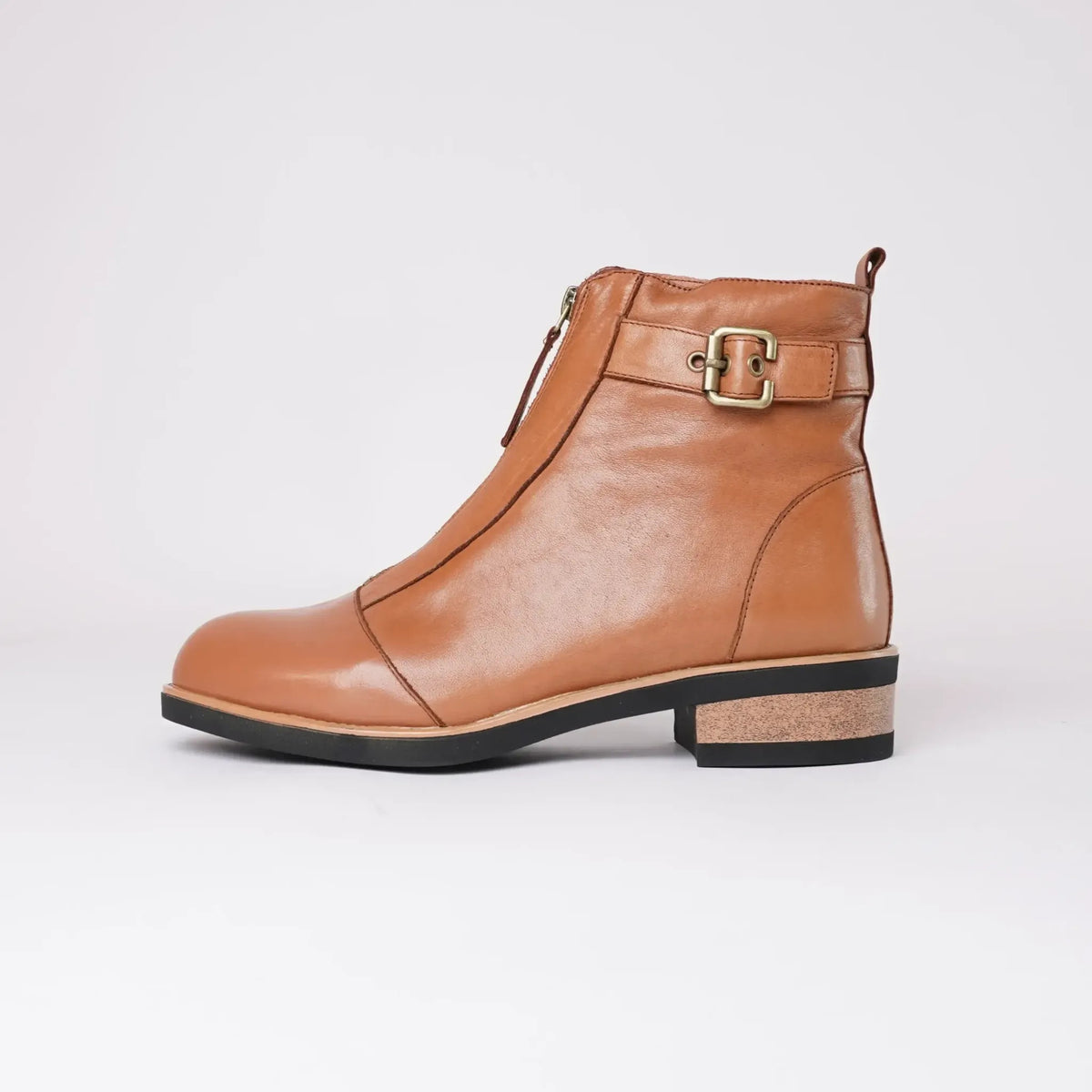 Dooley Brandy Leather Ankle Boots