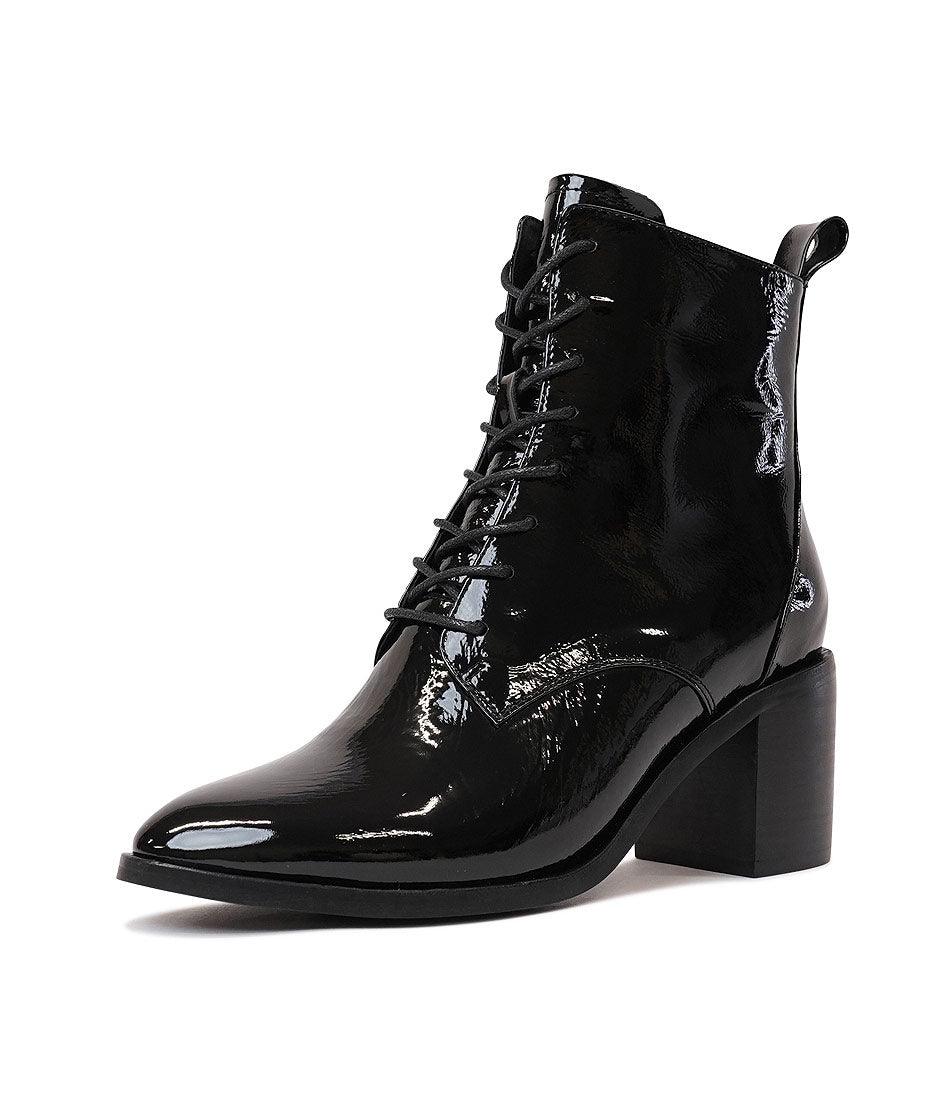 Song Black Patent Leather Boots - Shouz
