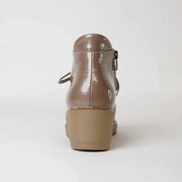 4664 Taupe Patent Ankle Boots