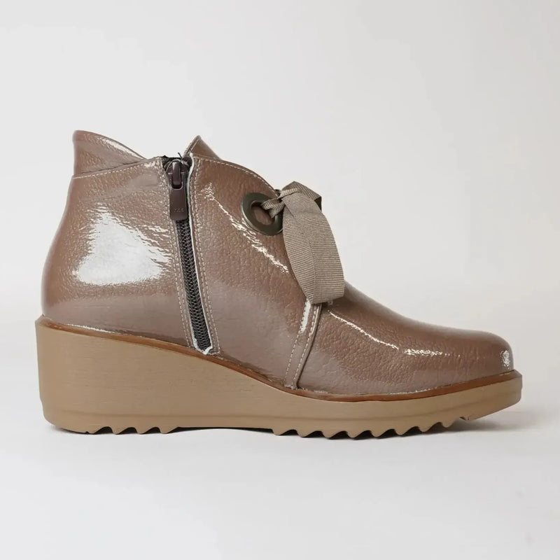 4664 Taupe Patent Ankle Boots