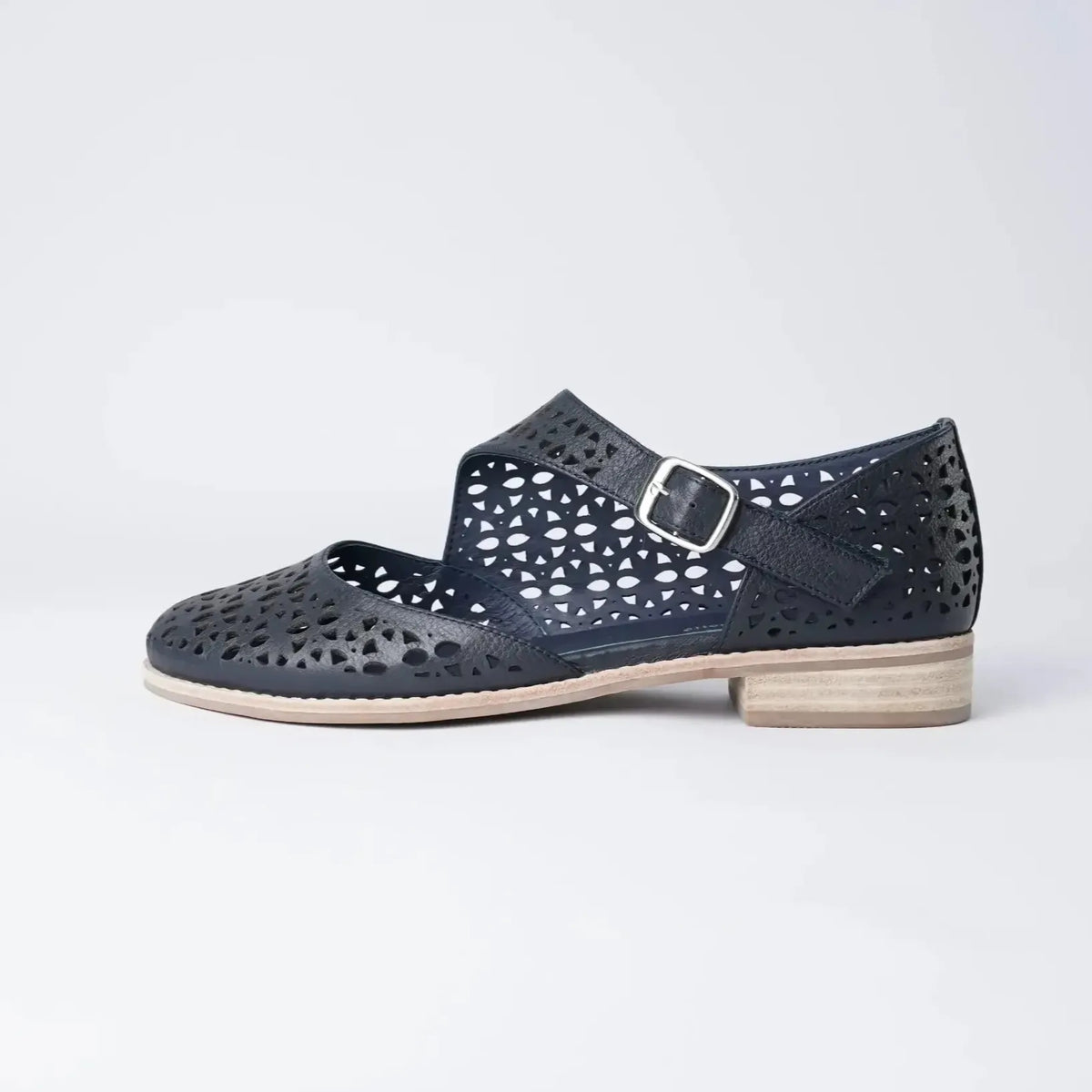 Albion Navy Leather Flats