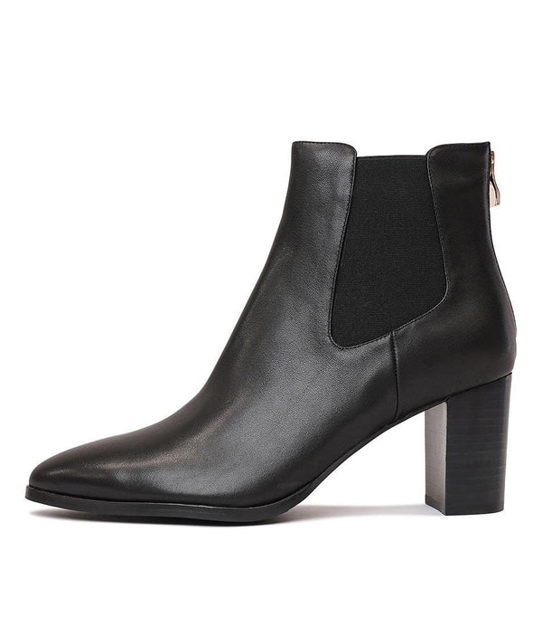 Ayer Black Leather Ankle Boots - Shouz