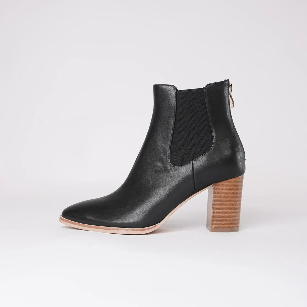 Ayer Black / Natural Leather Ankle Boots