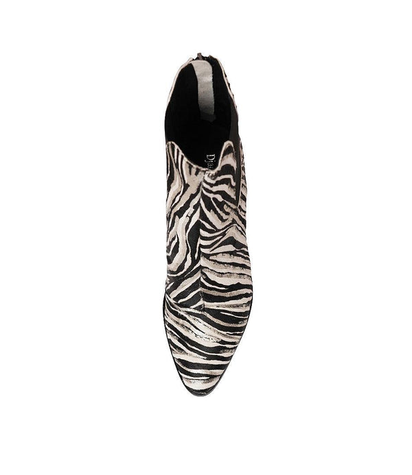 Ayer Zebra Metallic Pony Ankle Boots - Shouz