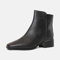 Donaldsy Black Leather Ankle Boots