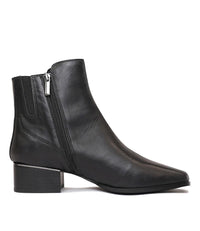 Donaldsy Black Leather Ankle Boots - Shouz