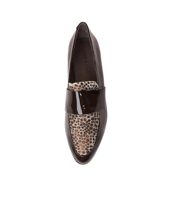 Gabrian Choc Patent/Choc Leopard Leather Loafers - Shouz