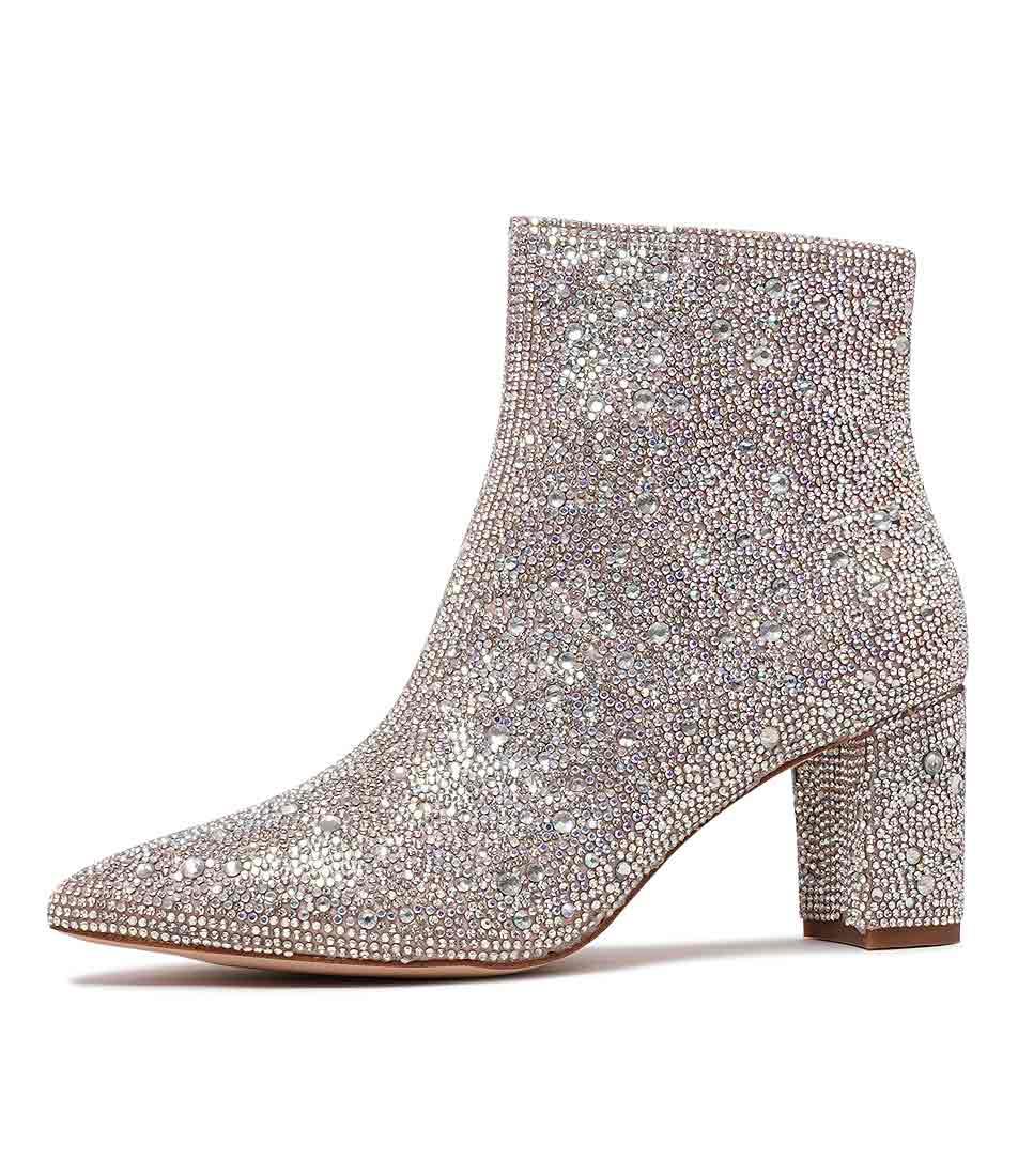 Glister Silver Jewels Ankle Boots - Shouz