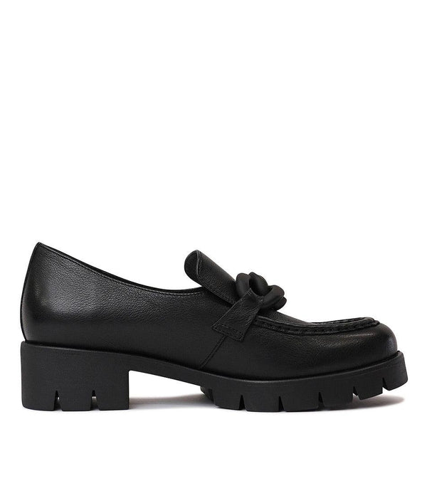 Hanini Black Leather Loafers - Shouz