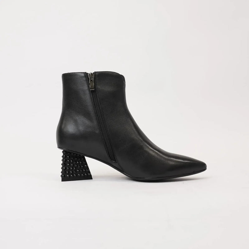 Malitta Black Leather Ankle Boots