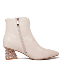 Malitta Nude Leather Ankle Boots