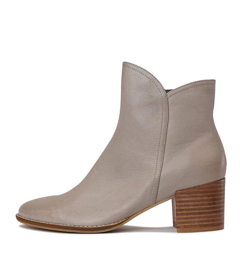 Mockas Taupe Leather Ankle Boots - Shouz