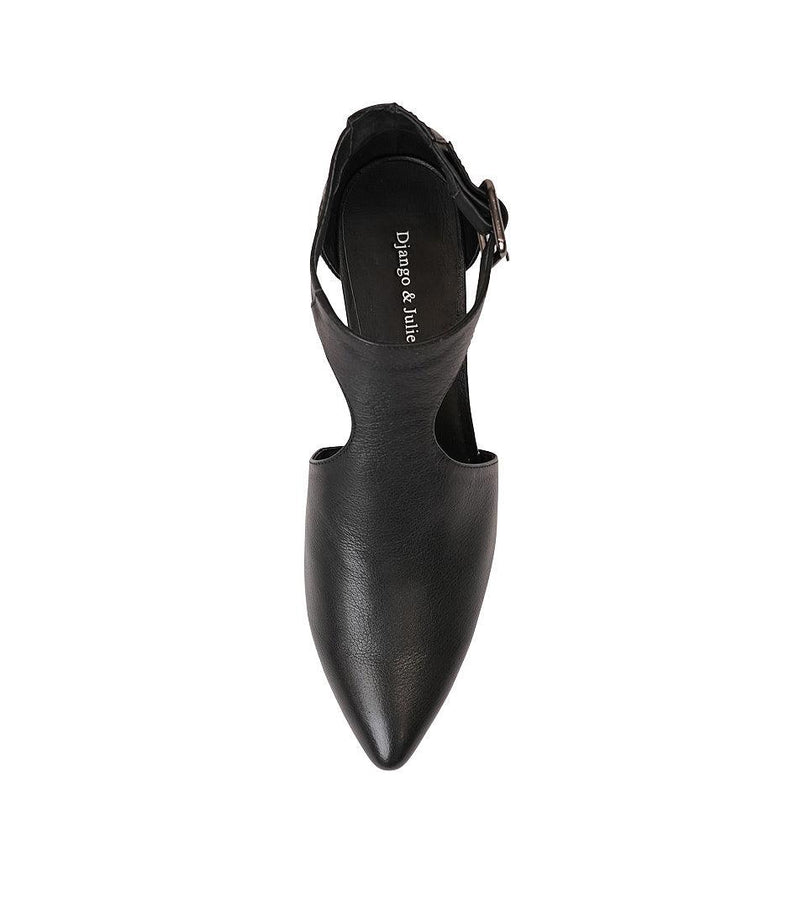Moreno Black Leather Heels - Shouz