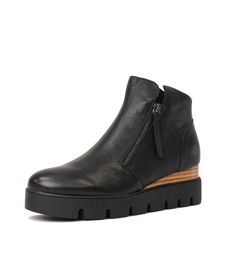 Radio Black Leather Ankle Boots - Shouz