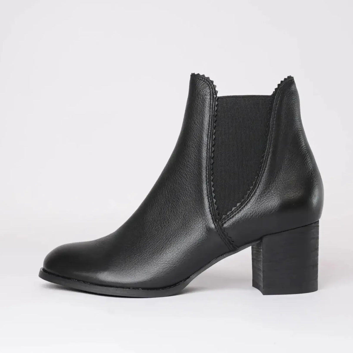 Sadore Black/Black Leather Ankle Boots