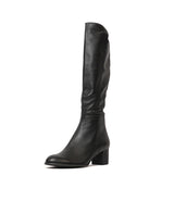 Setley Black/ Black Heel Leather Knee High Boots