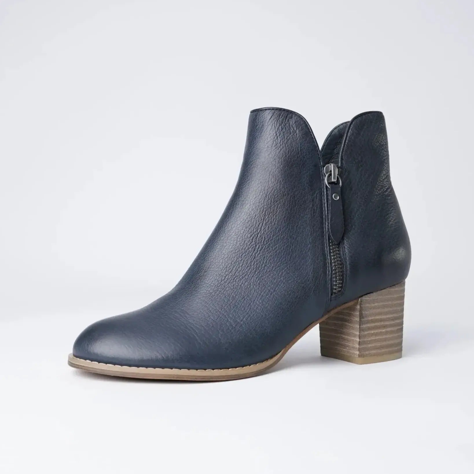 Shiannely Navy Leather Ankle Boots by Django Juliette Shouz