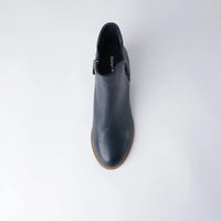 Shiannely Navy Leather Ankle Boots