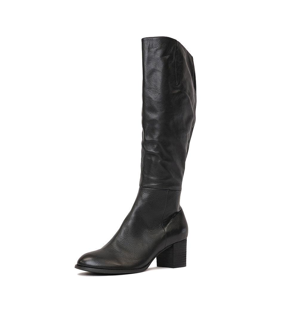 Sled Black Leather Knee High Boots - Shouz