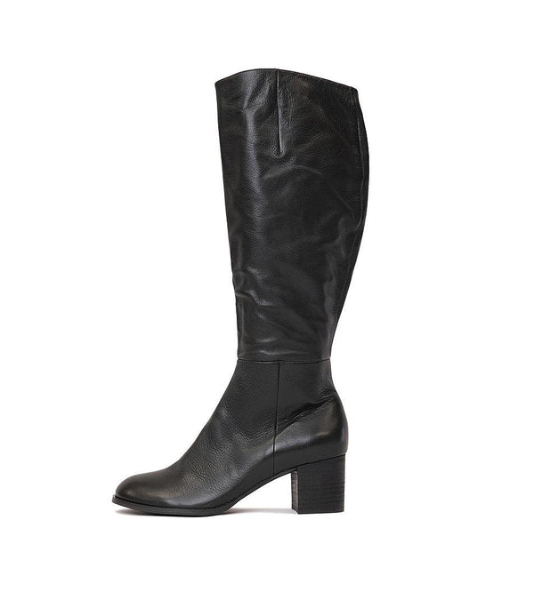 Sled Black Leather Knee High Boots - Shouz
