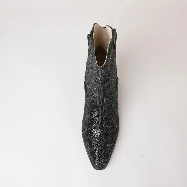 Wagon Black Jewels Leather Boots