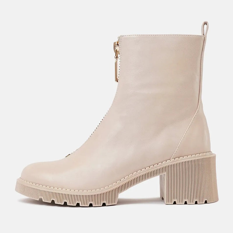 Zosia Almond Leather Ankle Boots