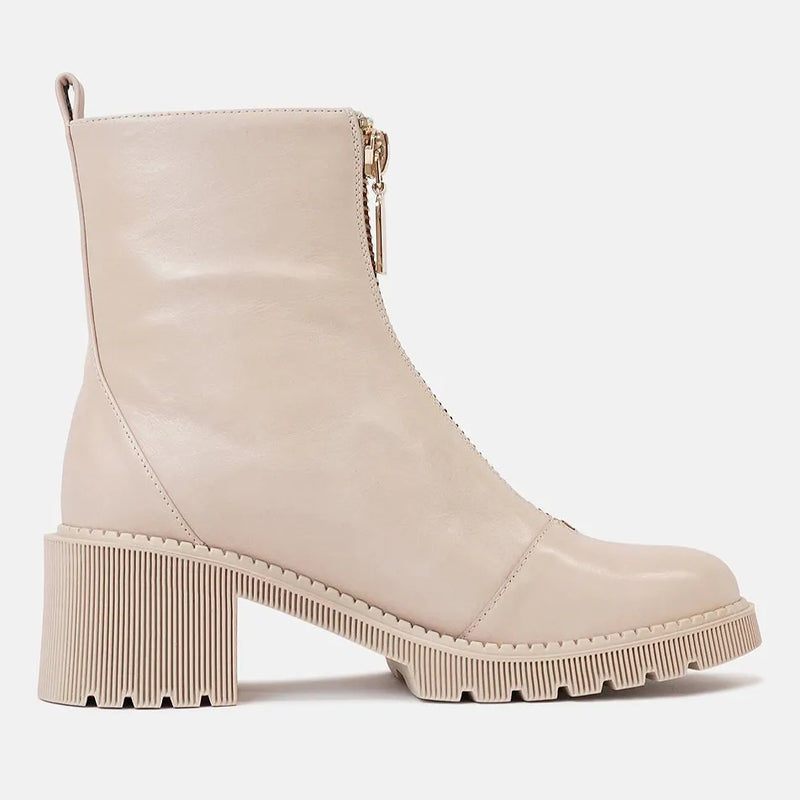 Zosia Almond Leather Ankle Boots