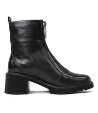 Zosia Black Leather Ankle Boots - Shouz