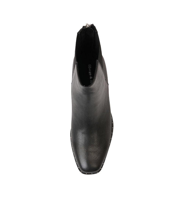 Ferlee Black Leather Ankle Boots - Shouz