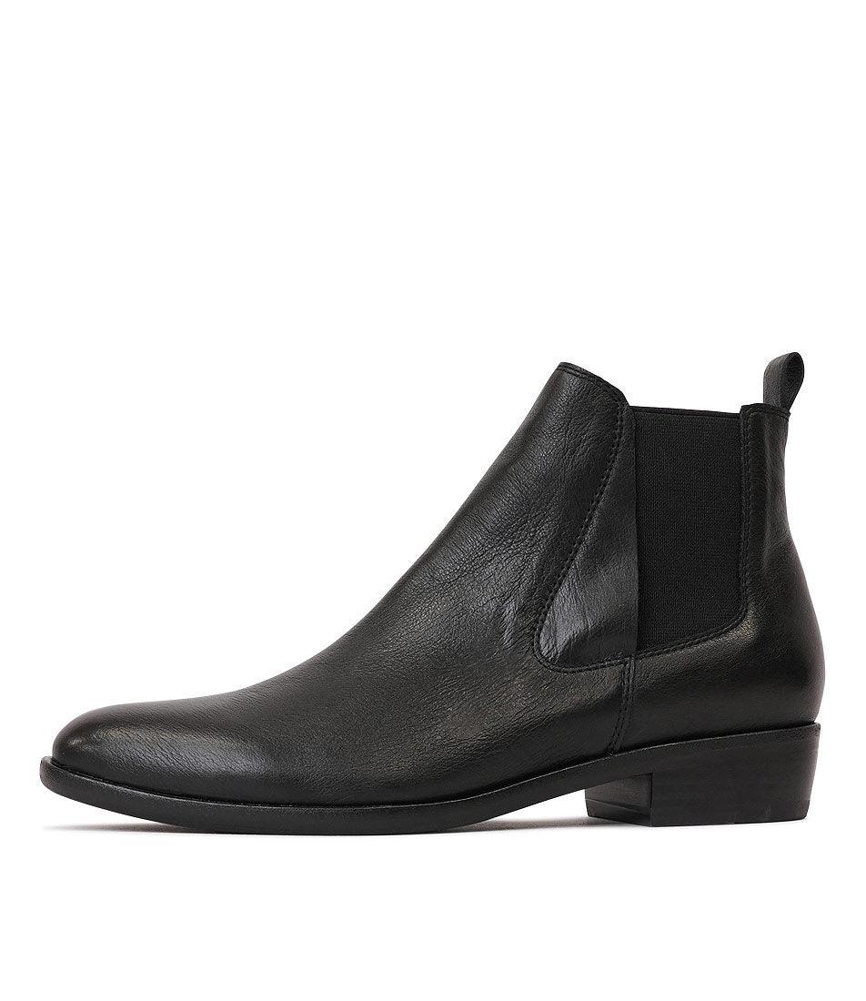Intan Black Leather Ankle Boots - Shouz