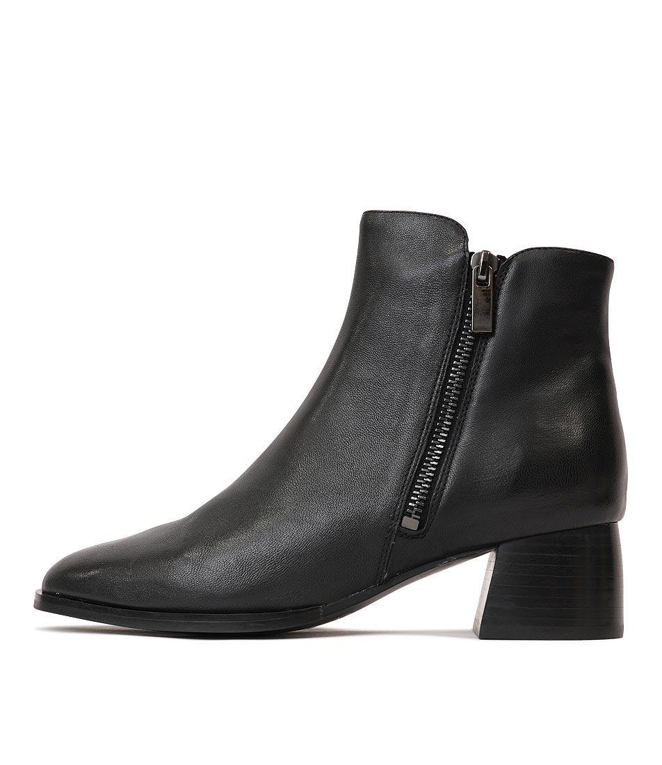 Neality Black Leather Ankle Boots - Shouz