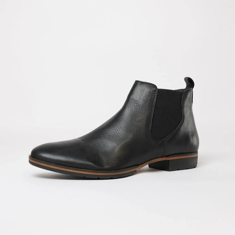 Gala Black Leather Ankle Boots