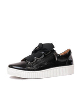 Jovi Black Crinkle Leather Sneakers - Shouz