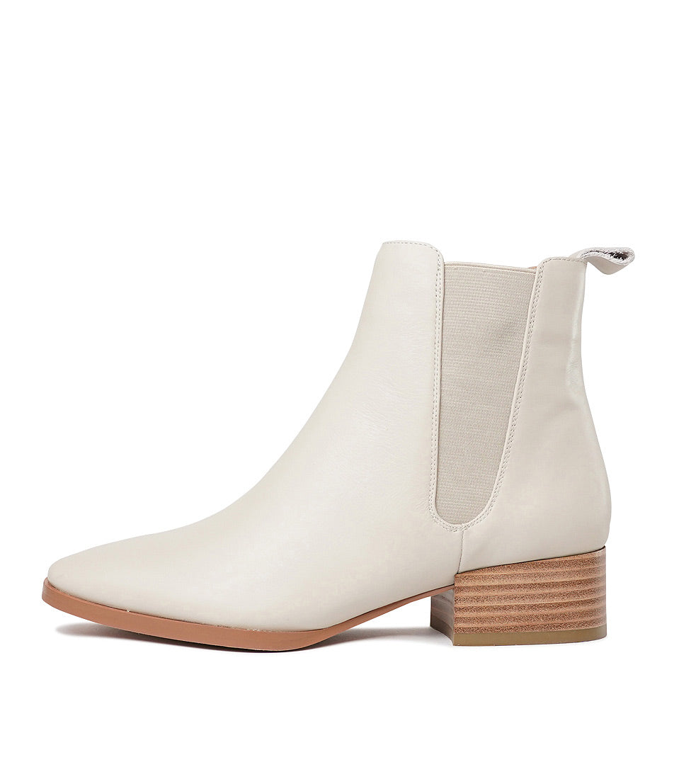 Kenya Ivory Leather Ankle Boots