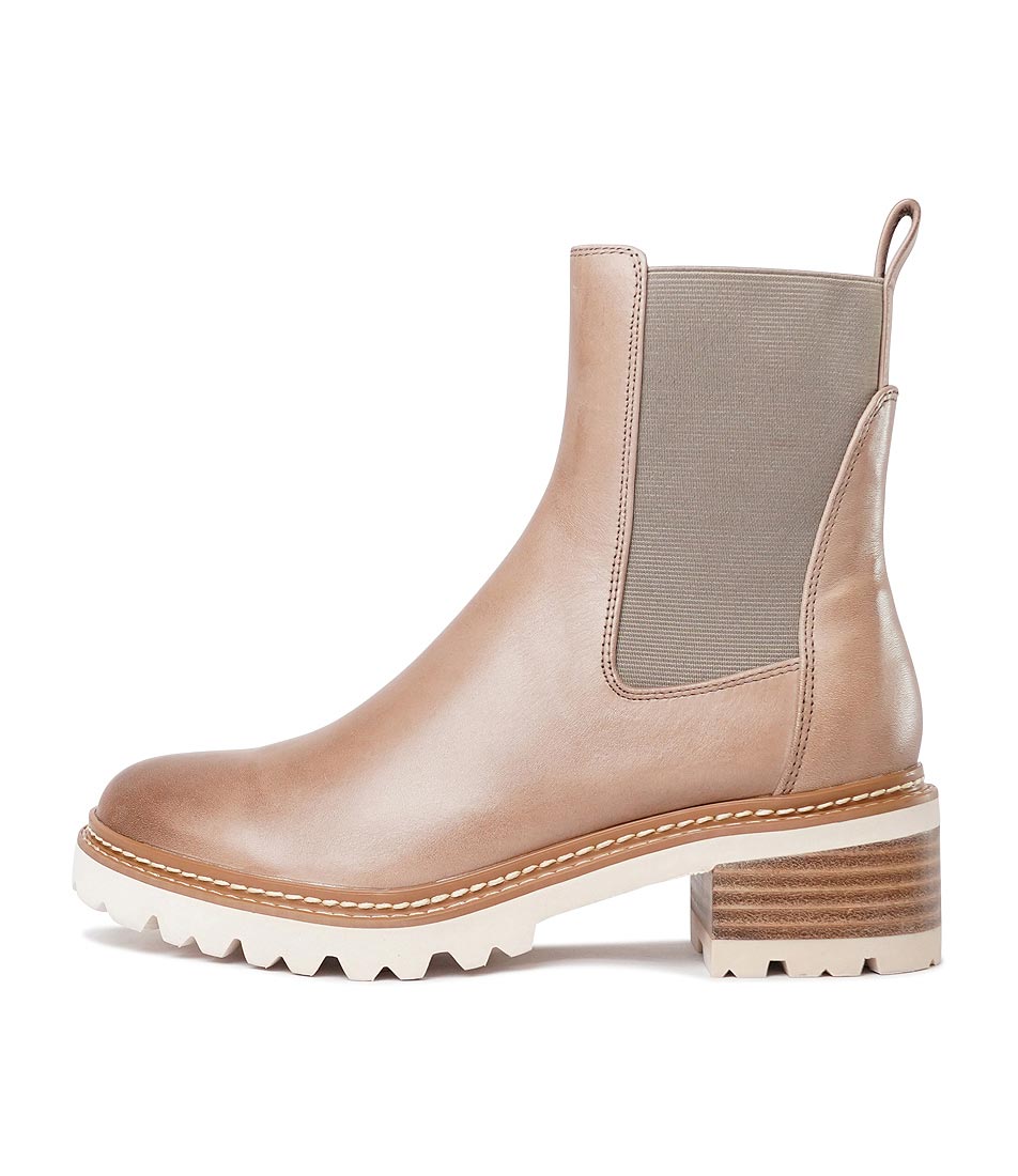 Linear Taupe Leather Chelsea Boots