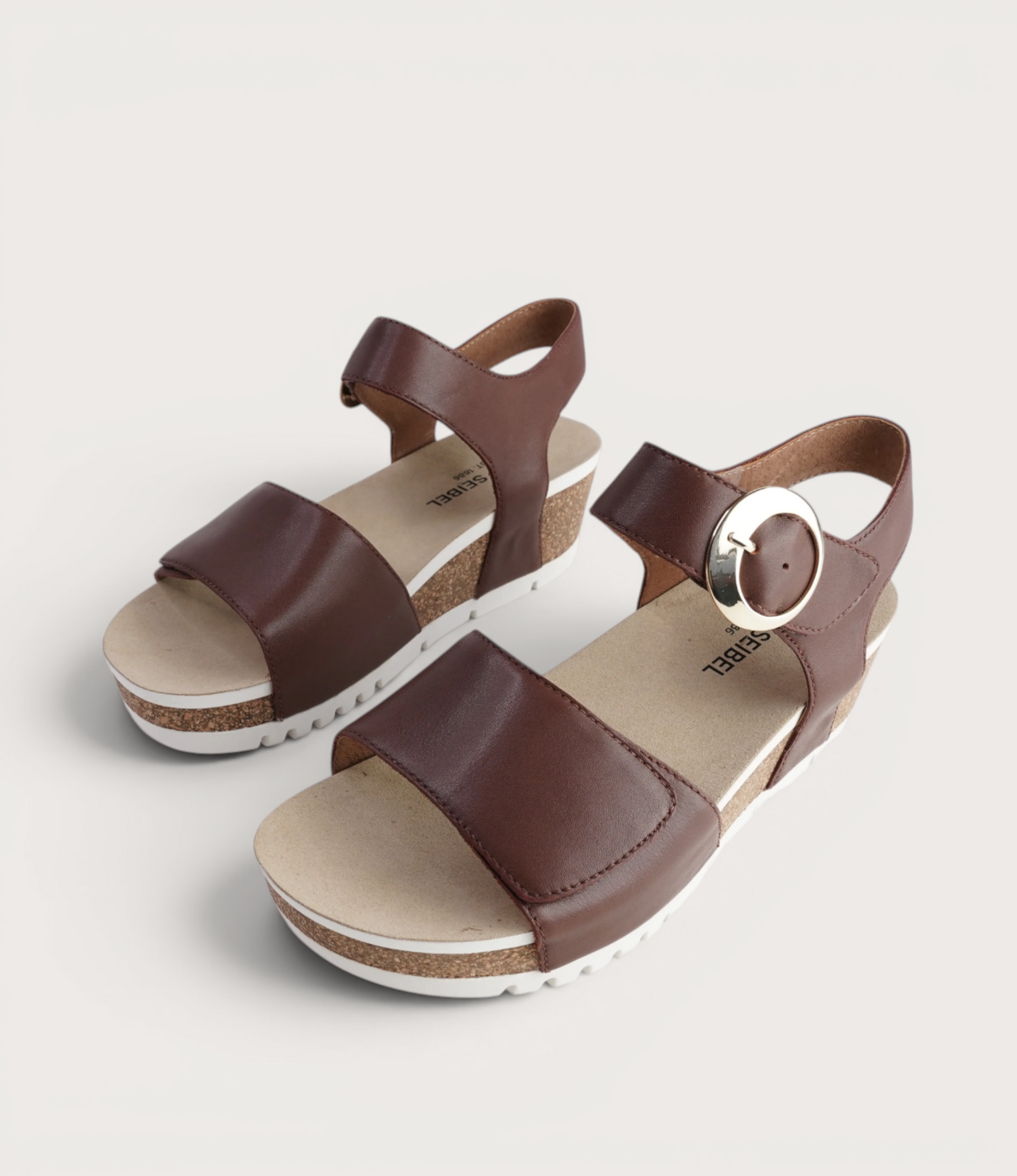 Quinn 16 Cognac Leather Wedge Sandals