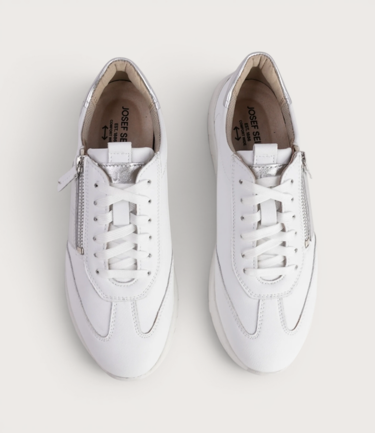 Gabby 01 White Silver Leather Sneakers