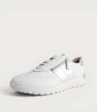Gabby 01 White Silver Leather Sneakers