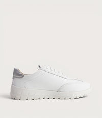 Gabby 01 White Silver Leather Sneakers