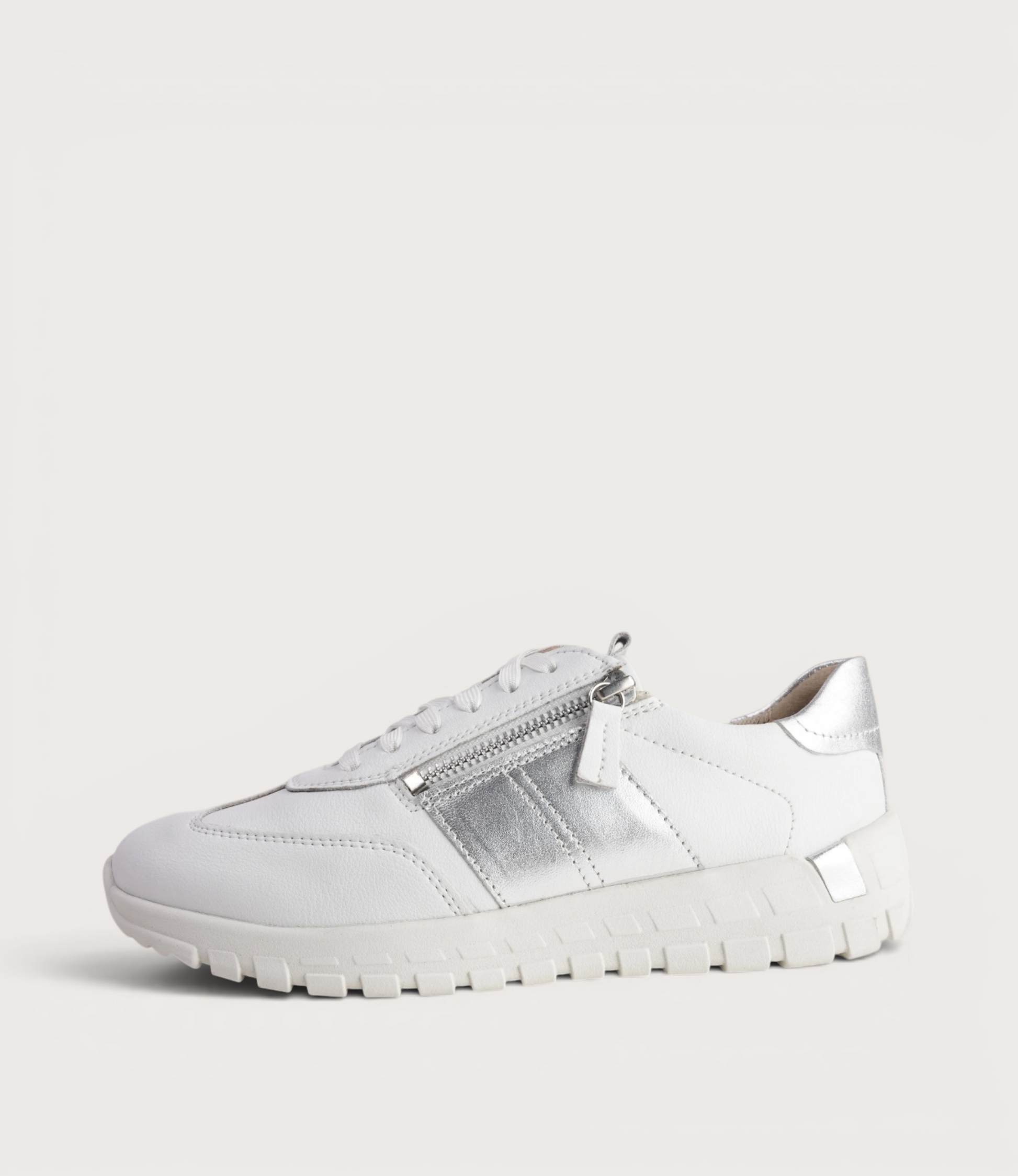 Gabby 01 White Silver Leather Sneakers