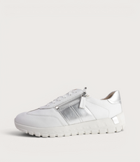 Gabby 01 White Silver Leather Sneakers