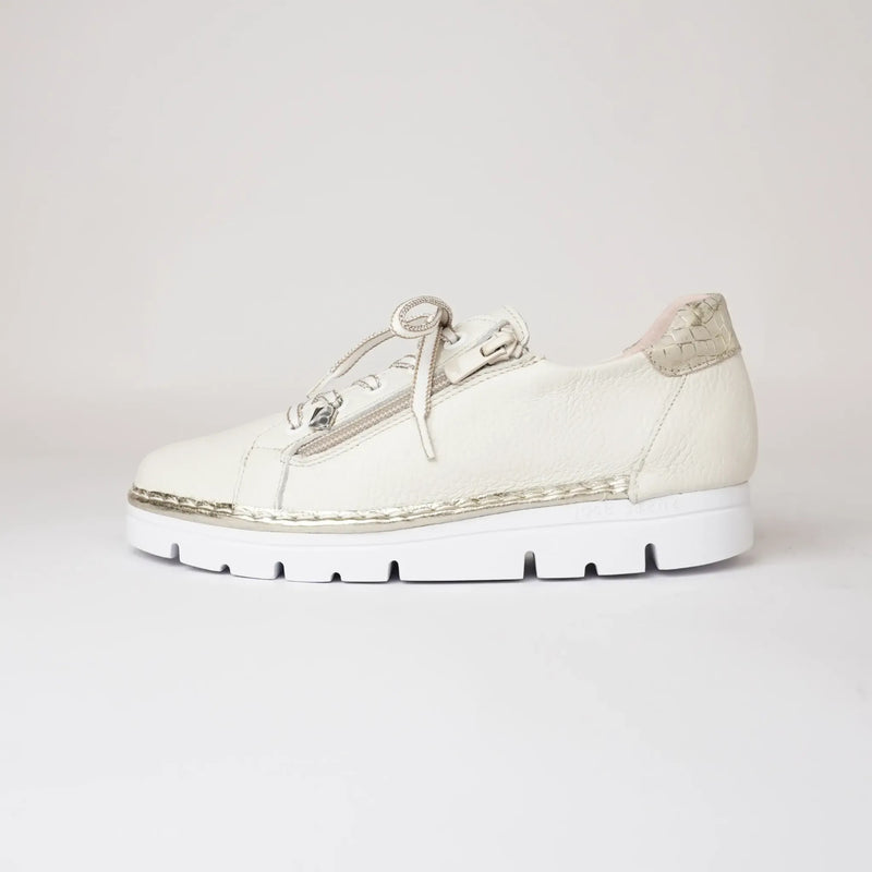 Js-2001 Hielo/Champagne Croc Leather Sneakers