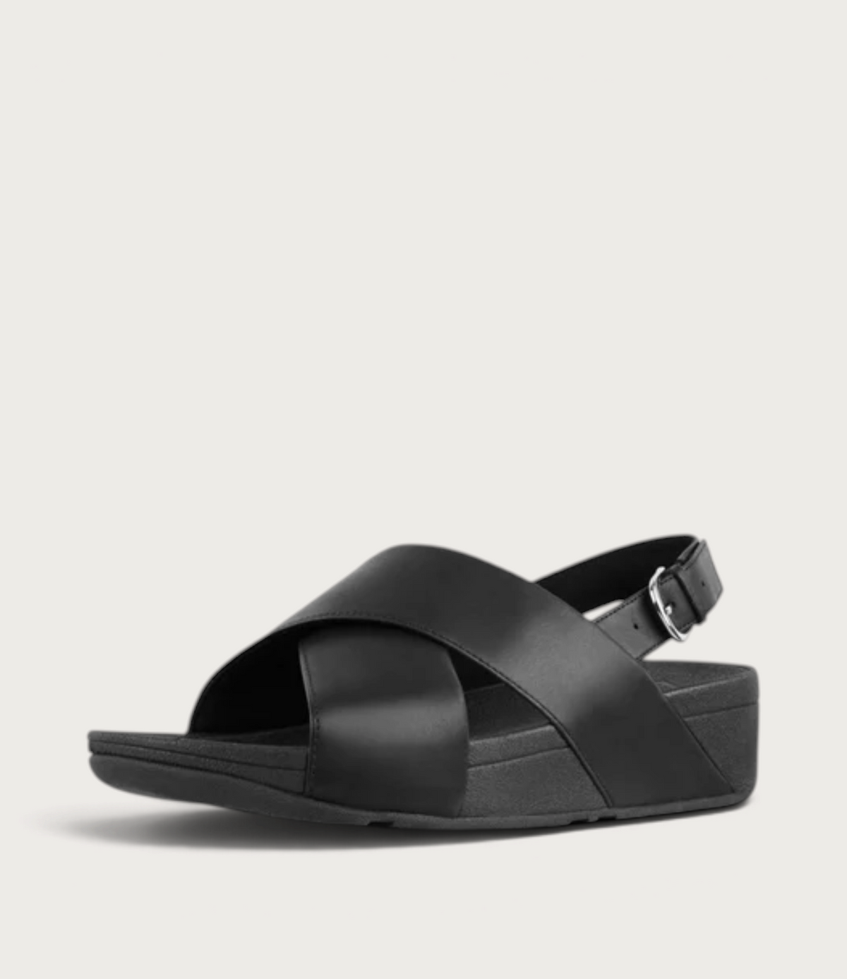 Lulu Cross Back-Strap Black Sandals