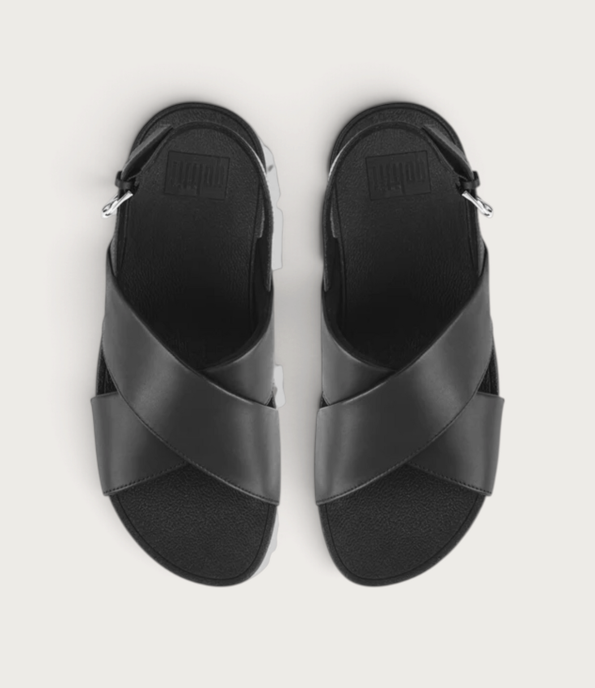 Lulu Cross Back-Strap Black Sandals