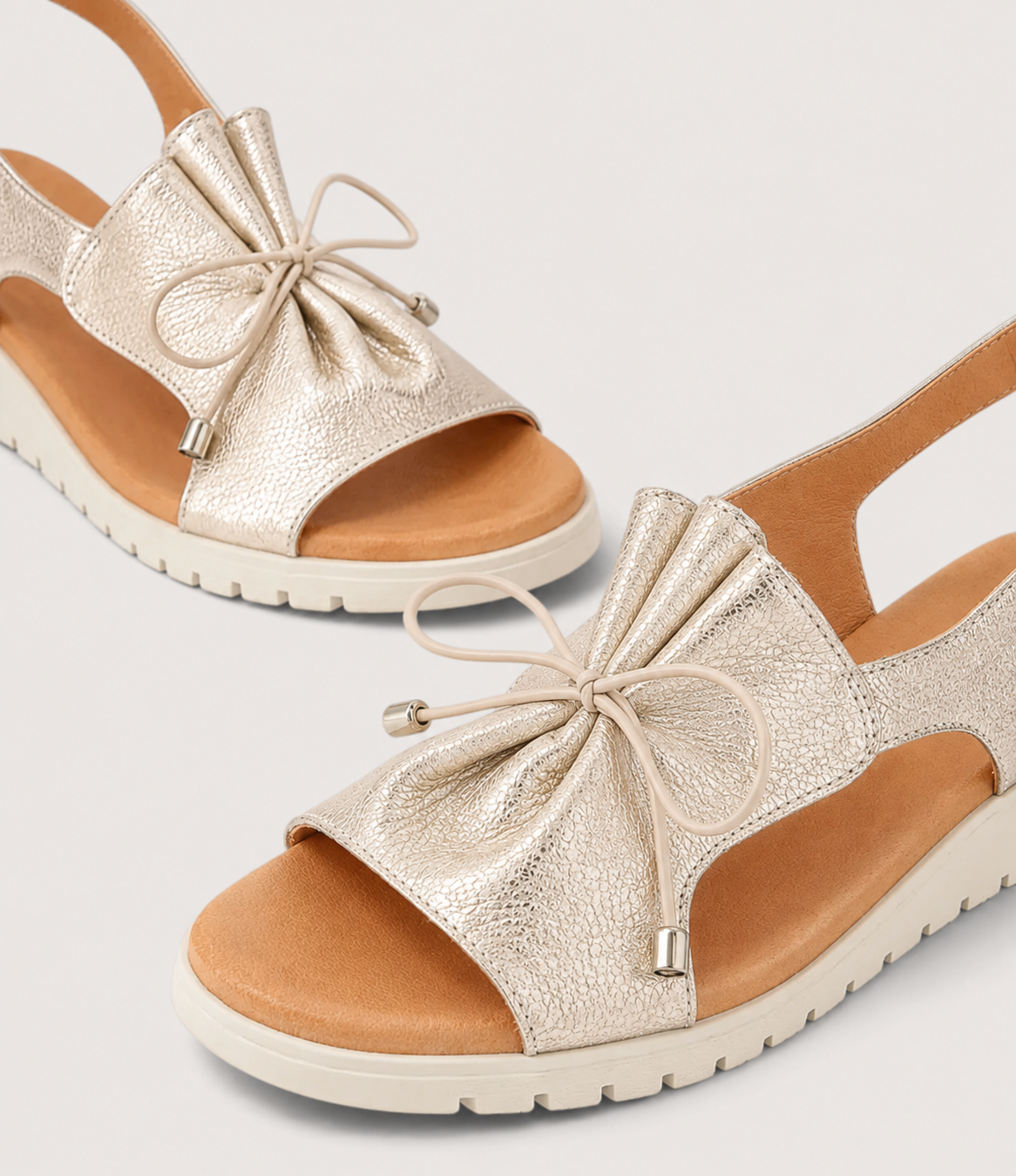Malika Beige/ Gold Wash/ Almond Sandals